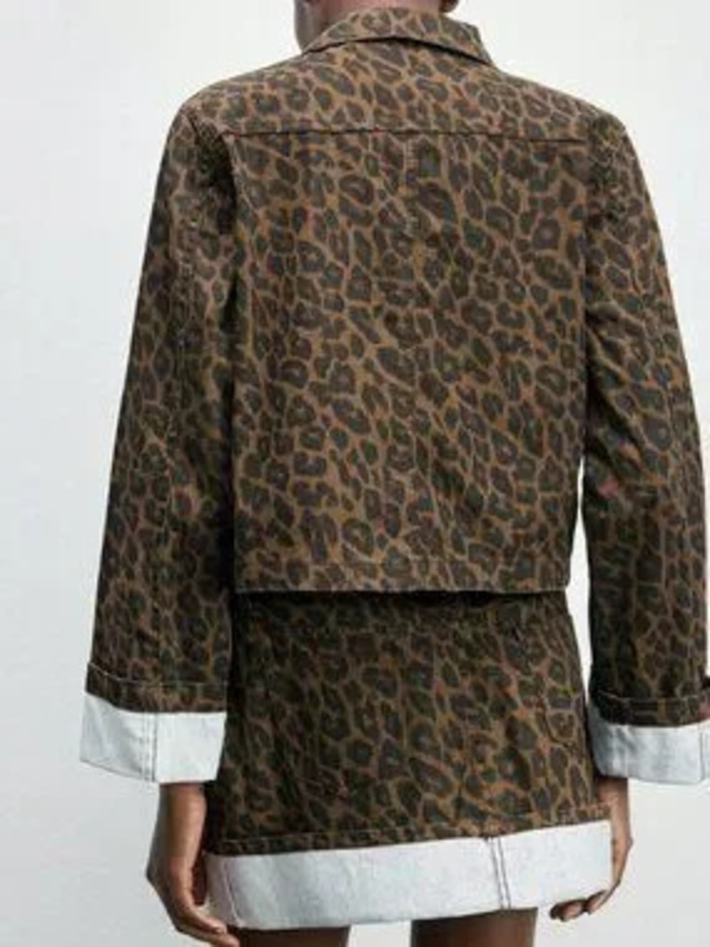 Multicolor Casual Women's Button-Front Jacket & Denim Skirt 2-Piece Set